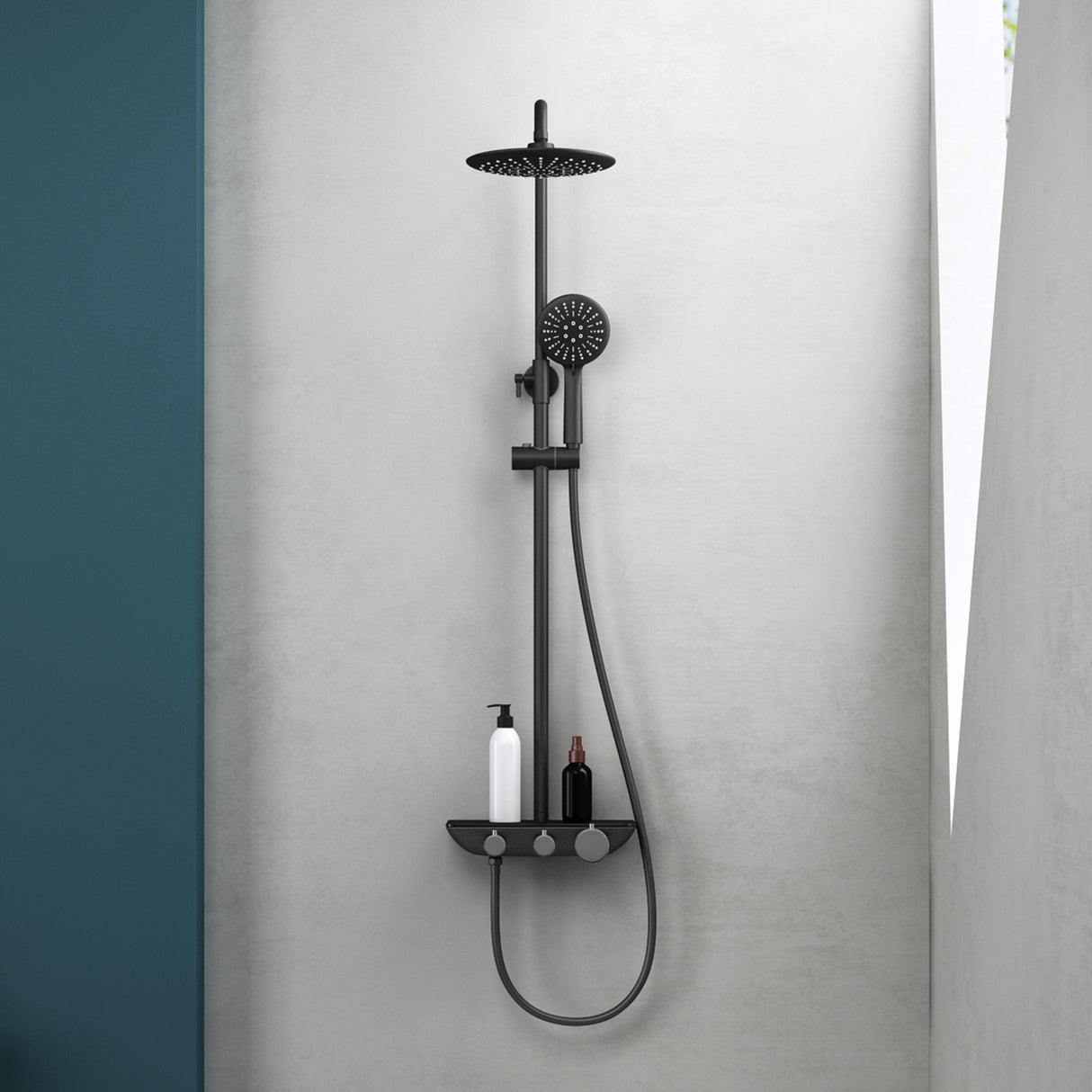 glasvilla Duschsystem mit Hand- und Kopfbrause Regendusche Duscharmatur mit Wandhalterungs-Set