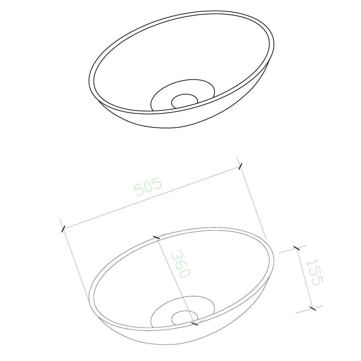lavabo Glasvilla en verre, vasque à poser, lavabo ovale