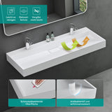 lavabo Glasvilla, lavabo à poser, lavabo suspendu, meuble vasque suspendu avec bonde, en fonte minérale, zone de vasque rectangulaire col19