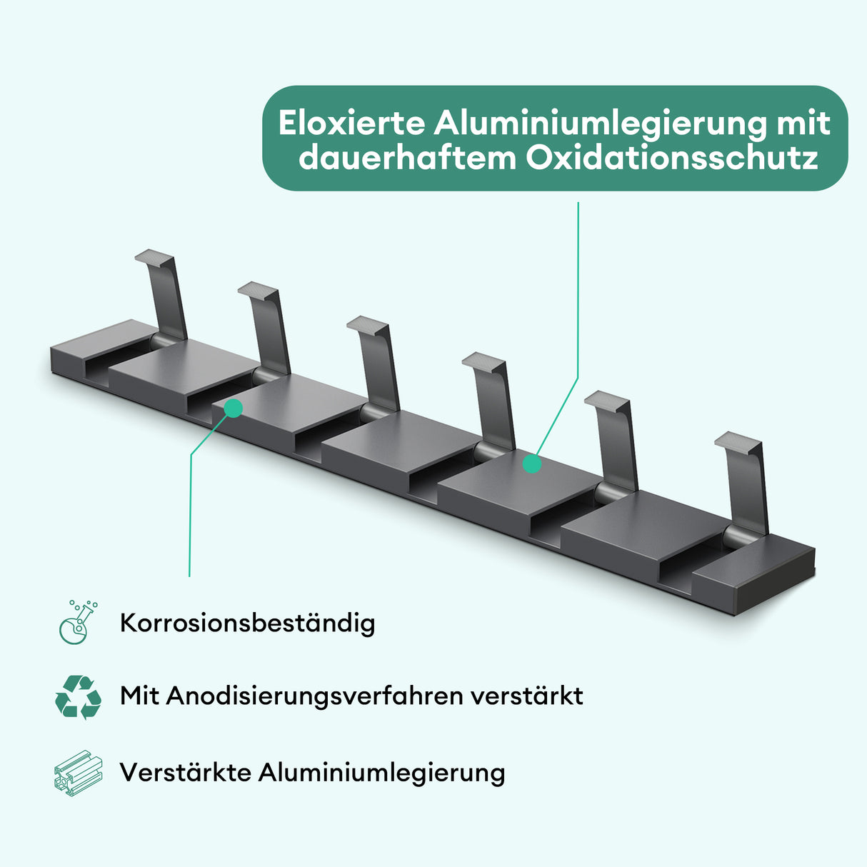 glasvilla Wandgarderobe Wandhaken aus Aluminium Garderobe mit klappbaren Haken Garderobenleiste Garderobenhaken Kleiderhaken