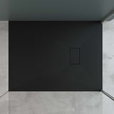 glasvilla Duschtasse Duschwanne Geoma06 flach Mineralgusswanne mit DIN-Anschlüsse für Bodenebene Montage möglich