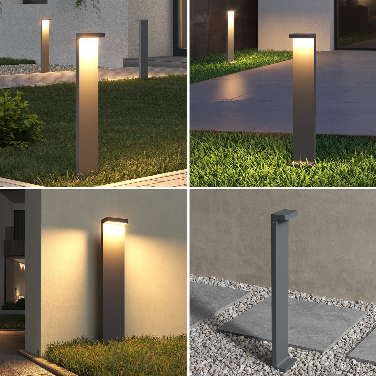 Lampe d'extérieur glasvilla 10x6x60cm IP65 éclairage de chemin extérieur | Borne lumineuse pour jardin, lampadaire 3000K, lampe de jardin | Lampadaire d'extérieur 6W LumaTorch 