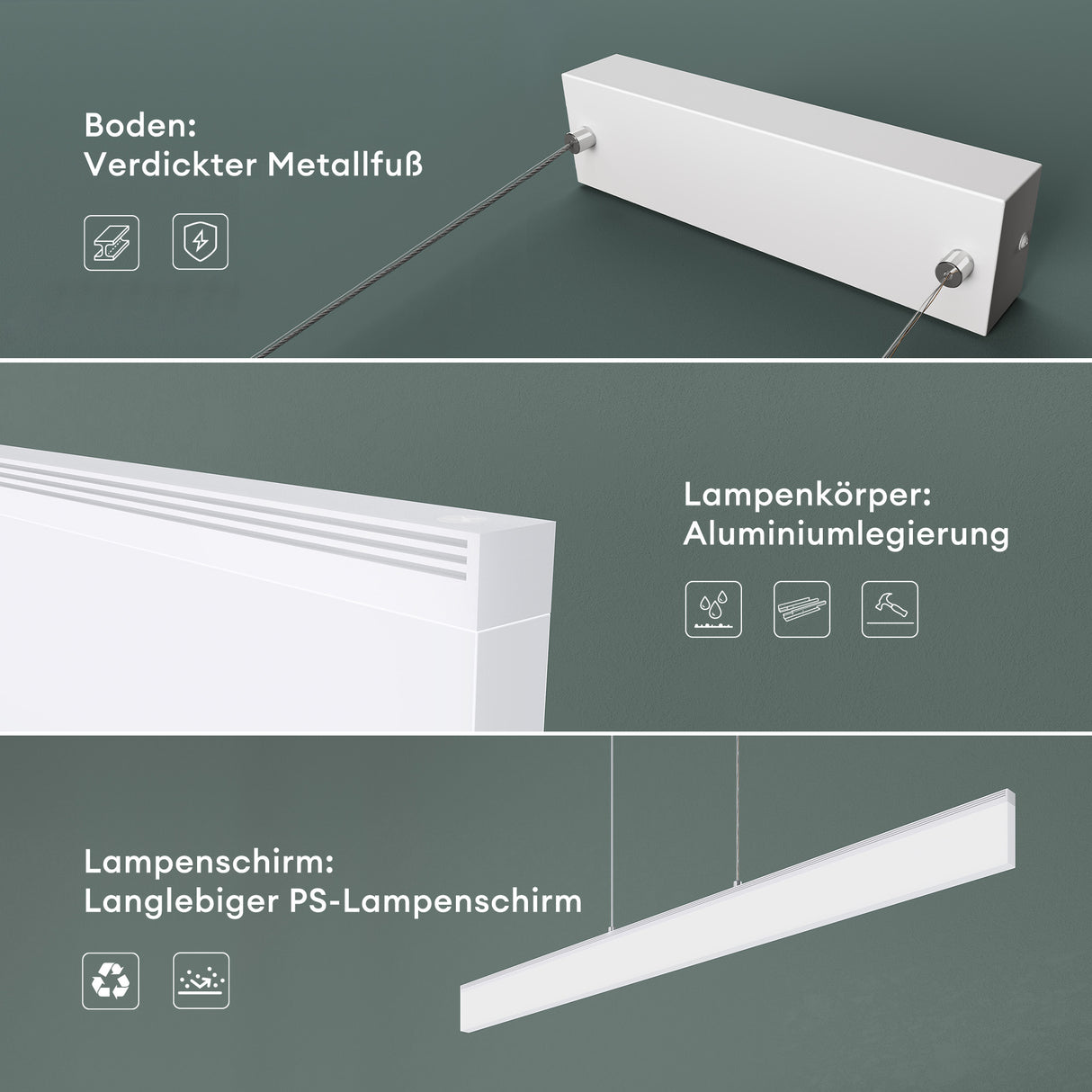 Suspension Glasvilla LED à intensité variable avec télécommande et câble réglable pour salle à manger, salon, chambre à coucher 