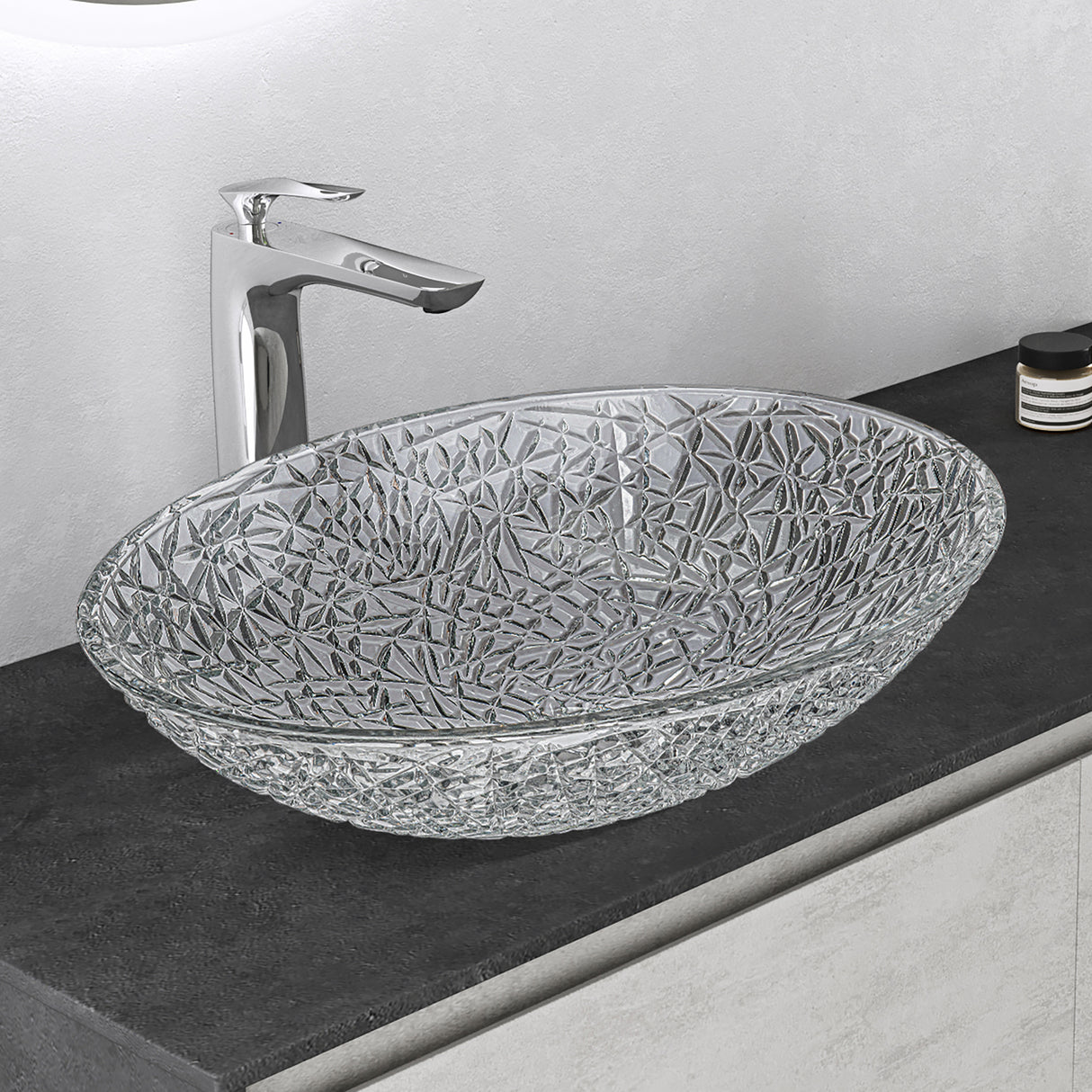 glasvilla Waschbecken Glas Aufsatzwaschbecken Glaswaschbecken Handwaschbecken Waschschale Oval