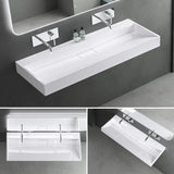 lavabo Glasvilla, lavabo à poser, lavabo suspendu, meuble vasque suspendu avec bonde, en fonte minérale, zone de vasque rectangulaire col19