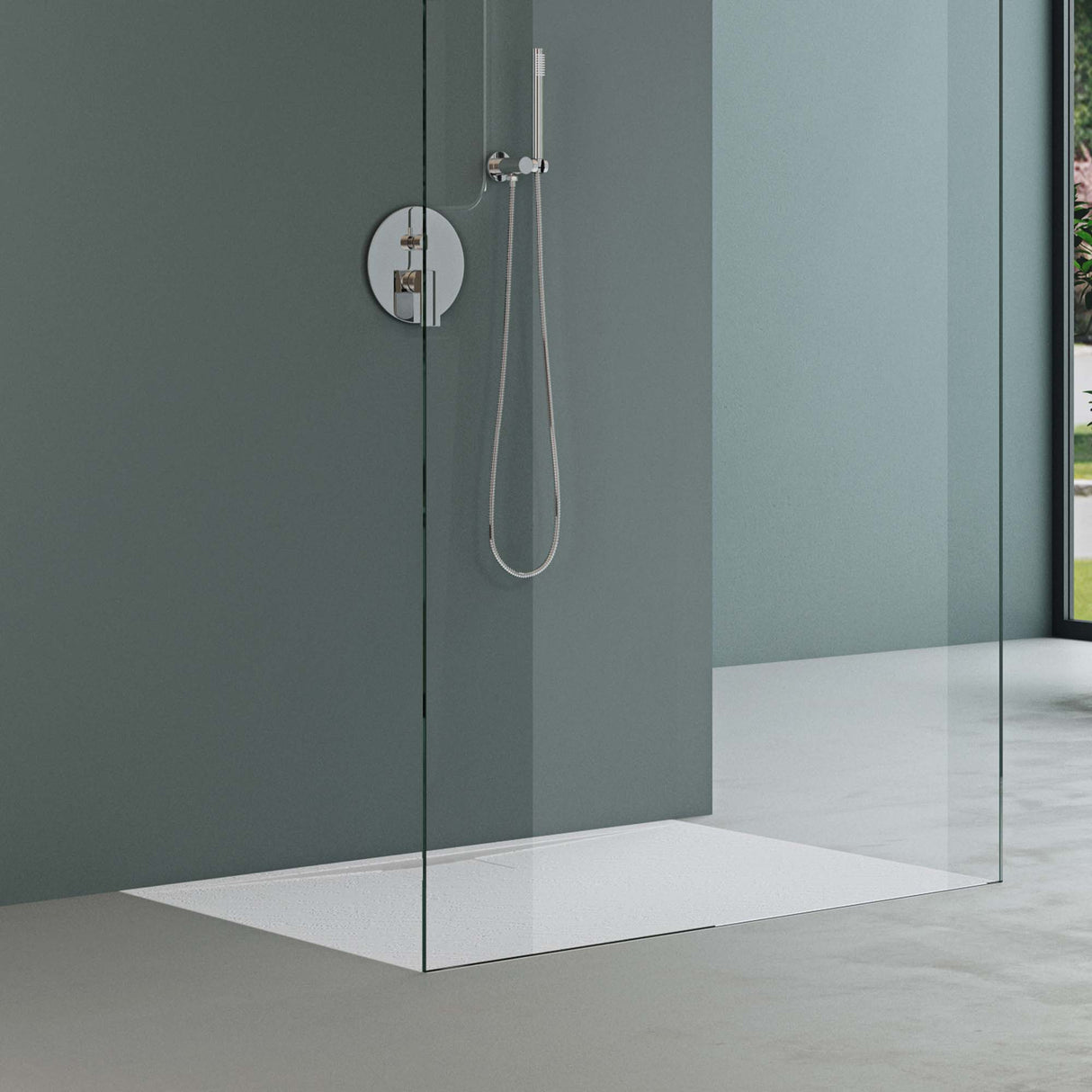 Receveur de douche en fonte minérale Glasvilla Receveur de douche en fonte minérale Raccords DIN Geoma07