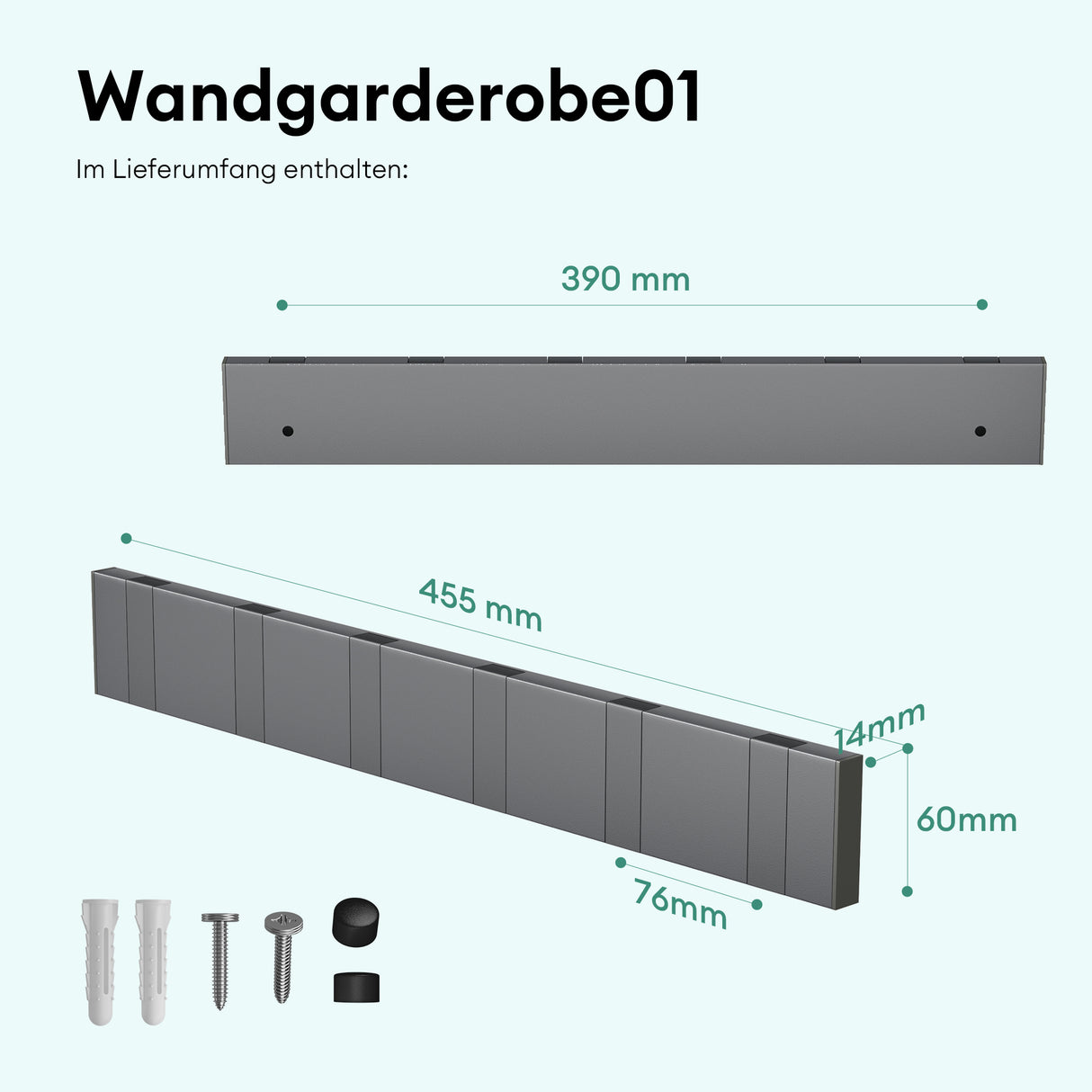 glasvilla Wandgarderobe Wandhaken aus Aluminium Garderobe mit klappbaren Haken Garderobenleiste Garderobenhaken Kleiderhaken