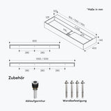glasvilla Waschbecken Aufsatzwaschbecken Hängewaschbecken aus Mineralguss mit Armaturloch Col6028