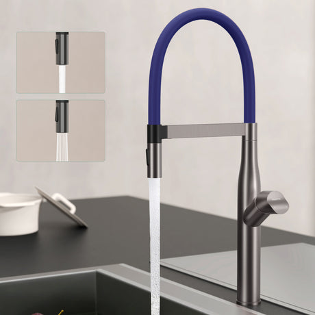 glasvilla Robinet de cuisine, mitigeur d'évier en acier inoxydable, mitigeur de cuisine avec douchette à vaisselle magnétique, pivotant à 360° Turnix-01