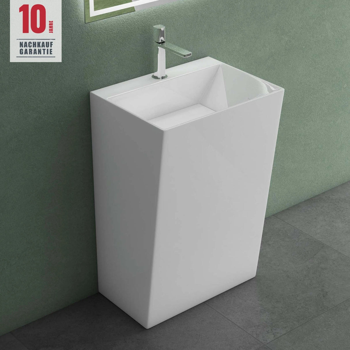 glasvilla Design Standwaschbecken freistehend Col40 weiß, aus Mineralguss, Waschtisch, BTH: 55x42x85cm