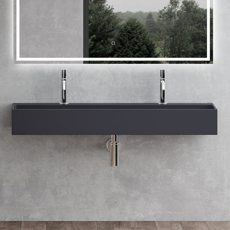 Lavabo à poser Glasvilla, lavabo suspendu en matériau minéral moulé avec trou de robinetterie Col6028