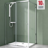 Cabine de douche Glasvilla, paroi de douche d'angle en verre de sécurité avec porte coulissante NANO, 190 cm Ravenna16L-K