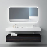 Ensemble de meubles de salle de bain Glasvilla, meuble sous-vasque avec meuble bas 150 x 48 x 25 cm, tiroirs à fermeture amortie et vasque en fonte minérale UP