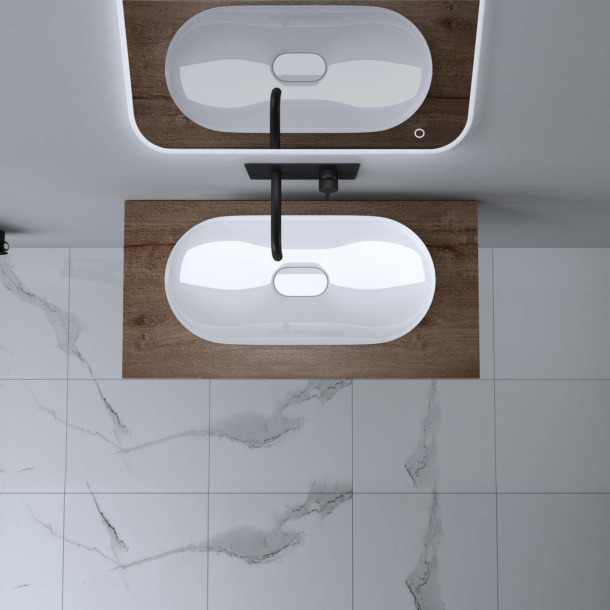 Support de lavabo Glasvilla avec support de console en acier inoxydable et support de lavabo anthracite brossé