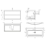 Ensemble de meubles de salle de bain Glasvilla Meuble de salle de bain Meuble sous-vasque 2 tiroirs avec fermeture amortie avec lavabo en blanc en fonte minérale Rimo