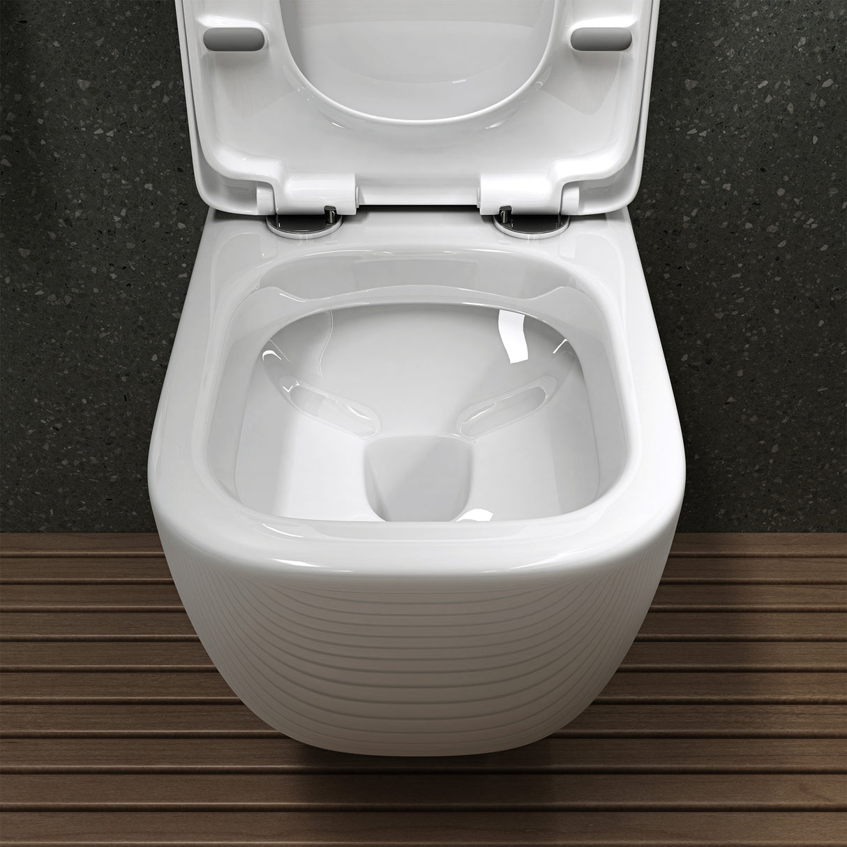 WC suspendu Glasvilla, sans bride, en céramique blanche, avec mécanisme de fermeture amortie