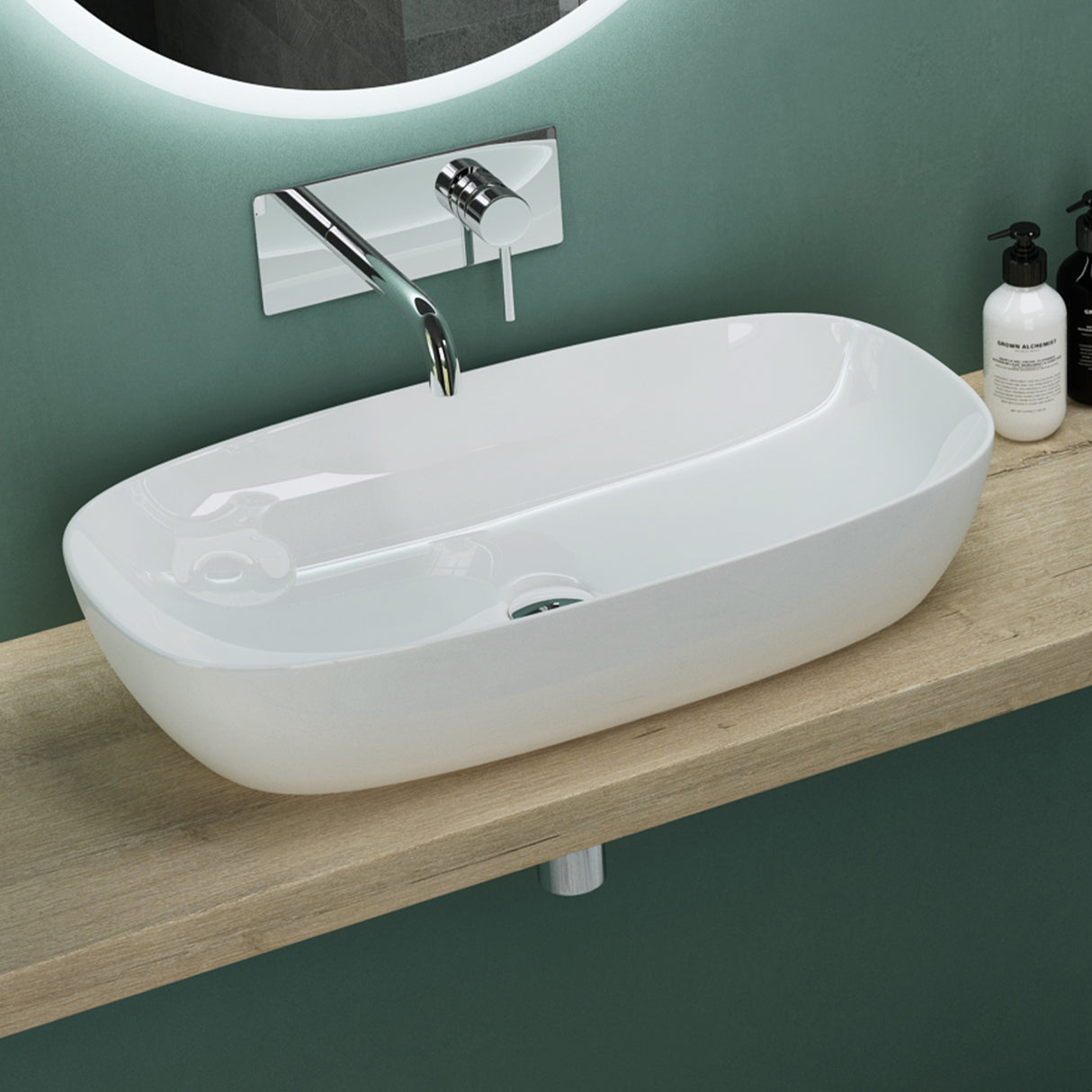 glasvilla Aufsatzwaschbecken Waschschale Waschbecken aus Keramik mit Nano-Beschichtung/Lotus-Effekt Brüssel104
