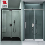 Porte de douche Glasvilla, porte de niche, cloison de douche, cabine de douche, porte coulissante en niche, verre de sécurité ESG de 6 mm, fermeture amortie incluse, Teramo12K