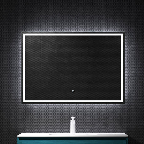 Miroir mural de salle de bain Glasvilla, miroir de salle de bain LED avec interrupteur tactile, revêtement antibuée [Classe énergétique F] 02
