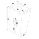Vasque sur pied Glasvilla Design Col38 blanche, en résine minérale moulée, meuble sous-vasque, L x P x H : 60 x 42 x 90 cm
