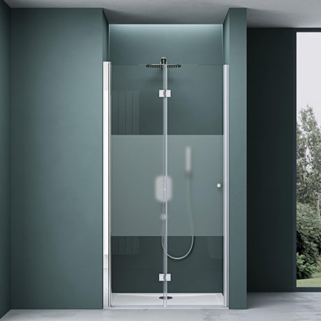 glasvilla Duschtür Nischentür dusche Duschabtrennung Duschkabine mit Drehfalttür ESG-Sicherheitsglas inkl. NANO-Beschichtung in Klarglas und Teilsatiniert Teramo26K+MS