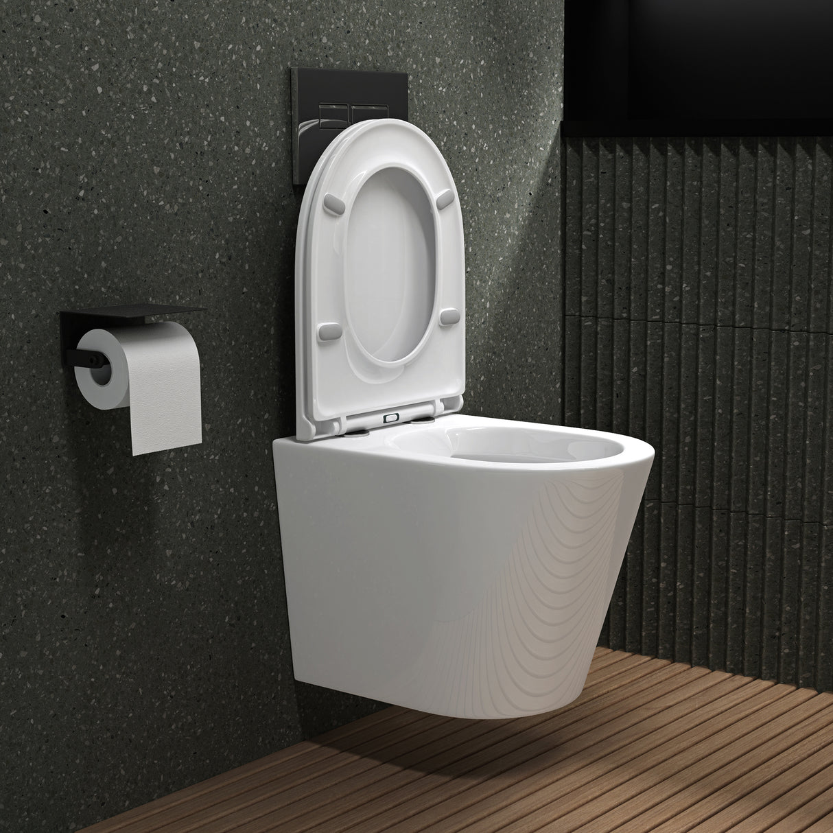 glasvilla Spülrandlos Wand WC Hänge WC Spülrandloses Toilette Softclose WC-Sitz Aachen108