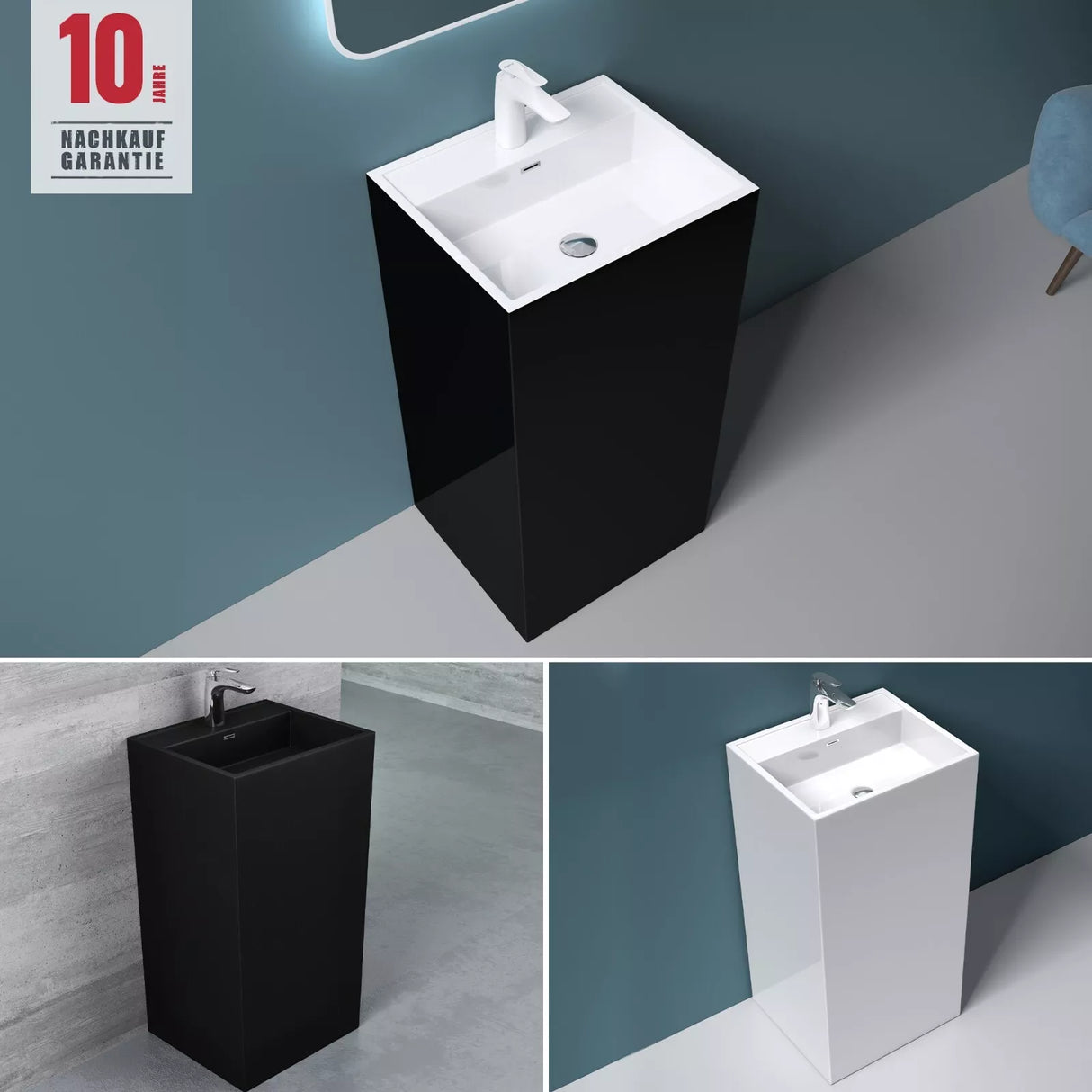 glasvilla Design Standwaschbecken freistehend Col34 aus Mineralguss Waschtisch