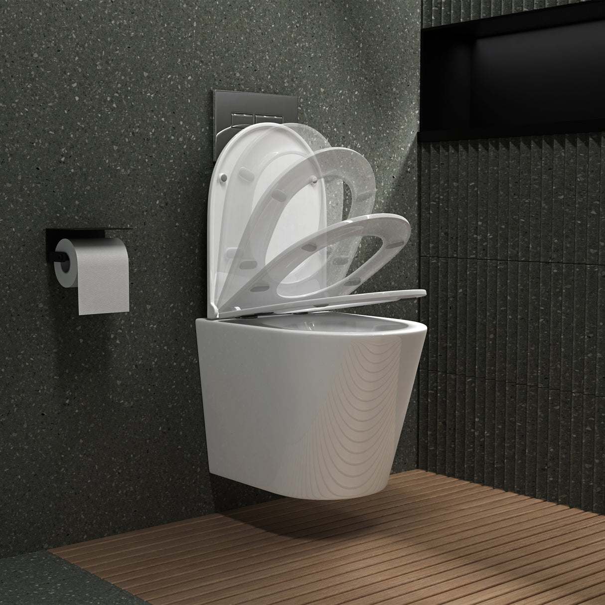 glasvilla Spülrandlos Wand WC Hänge WC Spülrandloses Toilette Softclose WC-Sitz Aachen108