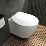 WC suspendu Glasvilla, sans bride, en céramique blanche, avec mécanisme de fermeture amortie