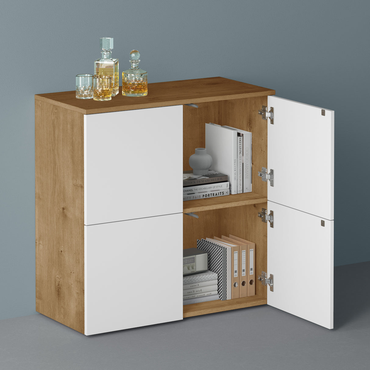 Commode de rangement à 4 portes, buffet, meuble polyvalent, meuble de rangement Glasvilla Schrank04