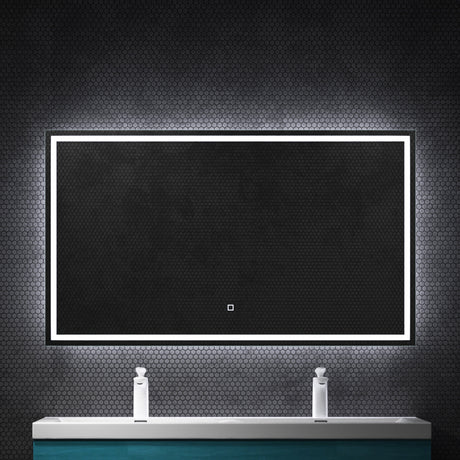 Miroir mural de salle de bain Glasvilla, miroir de salle de bain LED avec interrupteur tactile, revêtement antibuée [Classe énergétique F] 02