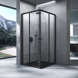 glasvilla Duschkabine mit Doppel-Schiebetür Duschtür Eckeinstieg Echtglas Lotuseffekt 6mm ESG-Sicherheitsglas Ravenna16K Schwarz