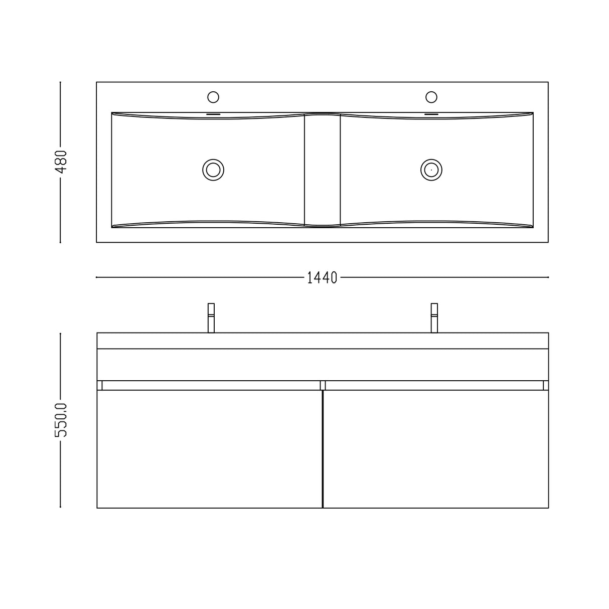 Ensemble de meubles de salle de bain Glasvilla Meubles de salle de bain avec lavabo en fonte minérale Meuble sous-vasque Botanica 