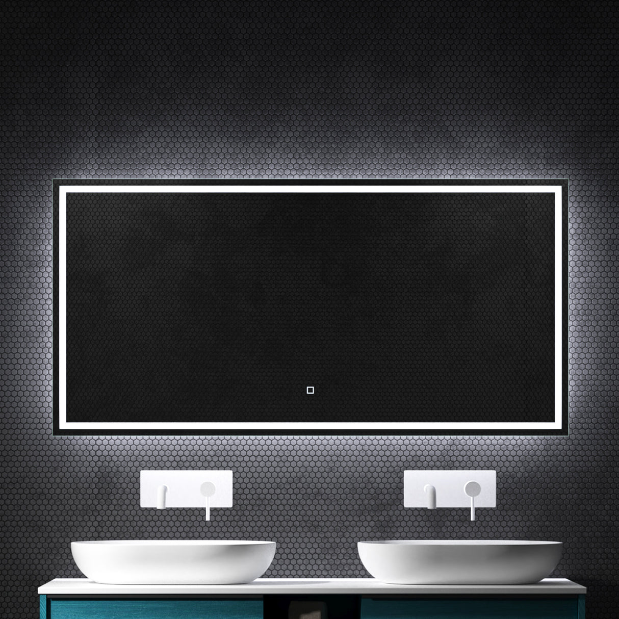 Miroir mural de salle de bain Glasvilla, miroir de salle de bain LED avec interrupteur tactile, revêtement antibuée [Classe énergétique F] 02