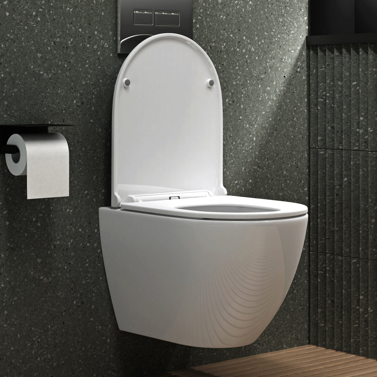 glasvilla Sanitari Bagno Sospeso in Ceramica WC Sospeso senza Brida con Chiusura di Soft Close