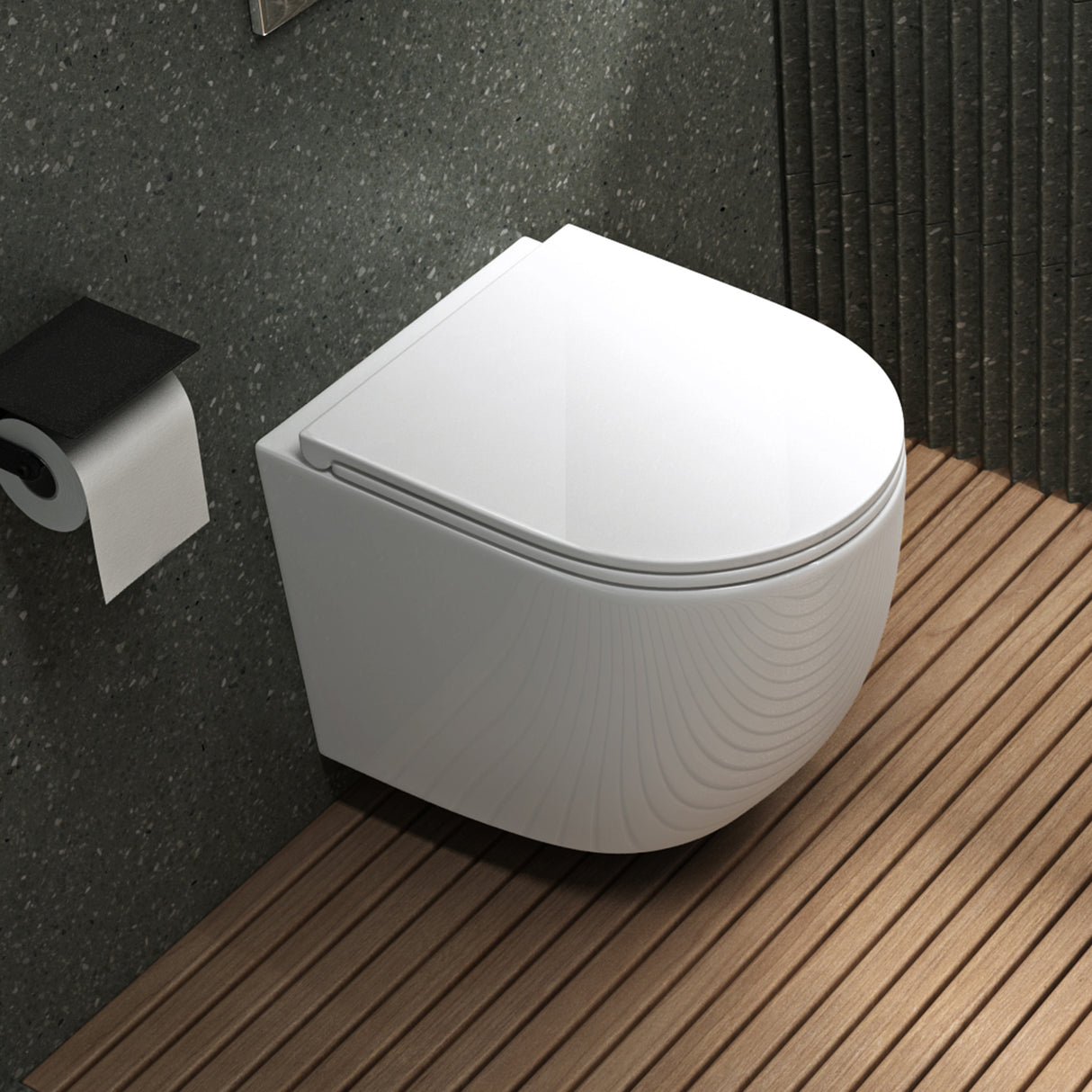 glasvilla Wand WC spülrandlos Schwarz Hänge WC spülrandlos Toilette WC mit Sitz Softclose