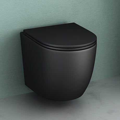 glasvilla Wand WC spülrandlos Schwarz Hänge WC spülrandlos Toilette WC mit Sitz Softclose