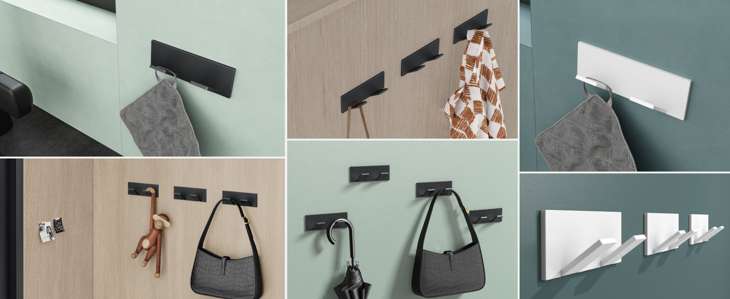 Glasvilla Design Perchero de Pared con Ganchos Plegables Stalo-02+03 – Aluminio Minimalista y Elegante