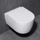 glasvilla Hänge WC Toilette Wand-WC Spülrandlos Weiß aus Keramik Wandmontage mit Absenkautomatik