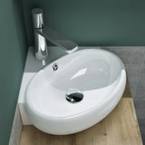 glasvilla Waschbecken Aufsatzwaschbecken Hängewaschbecken Klein Waschschale aus Keramik Weiß mit Nano-Beschichtung für das Badezimmer und Gäste-WC Brüssel002