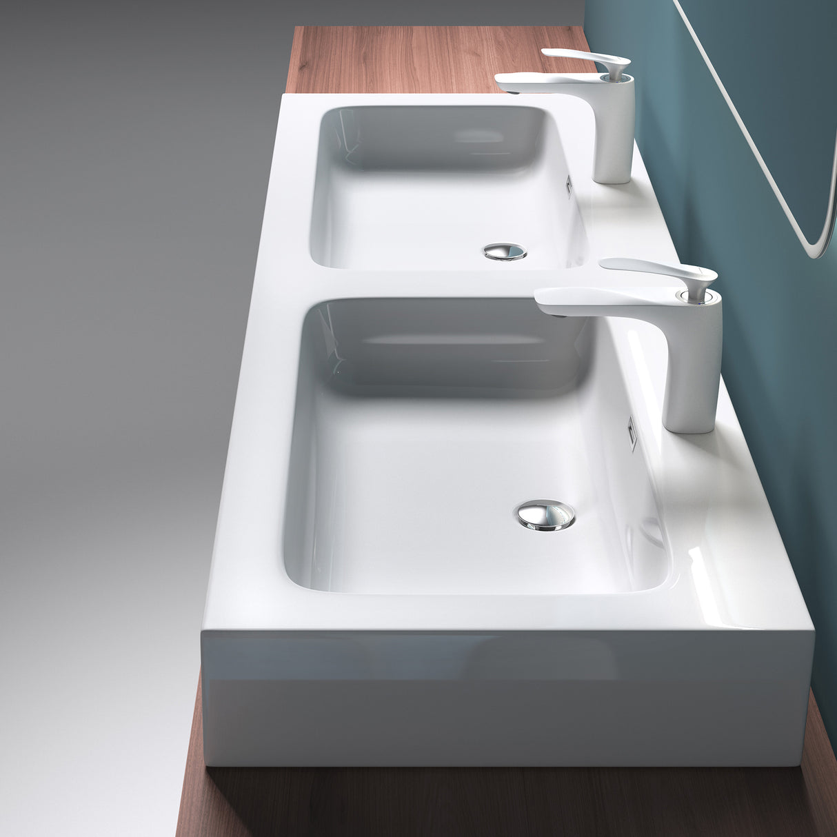glasvilla Doppelwaschbecken Aufsatzwaschbecken Hängewaschbecken Waschbecken mineralguss Waschplatz Waschtisch Colossum830