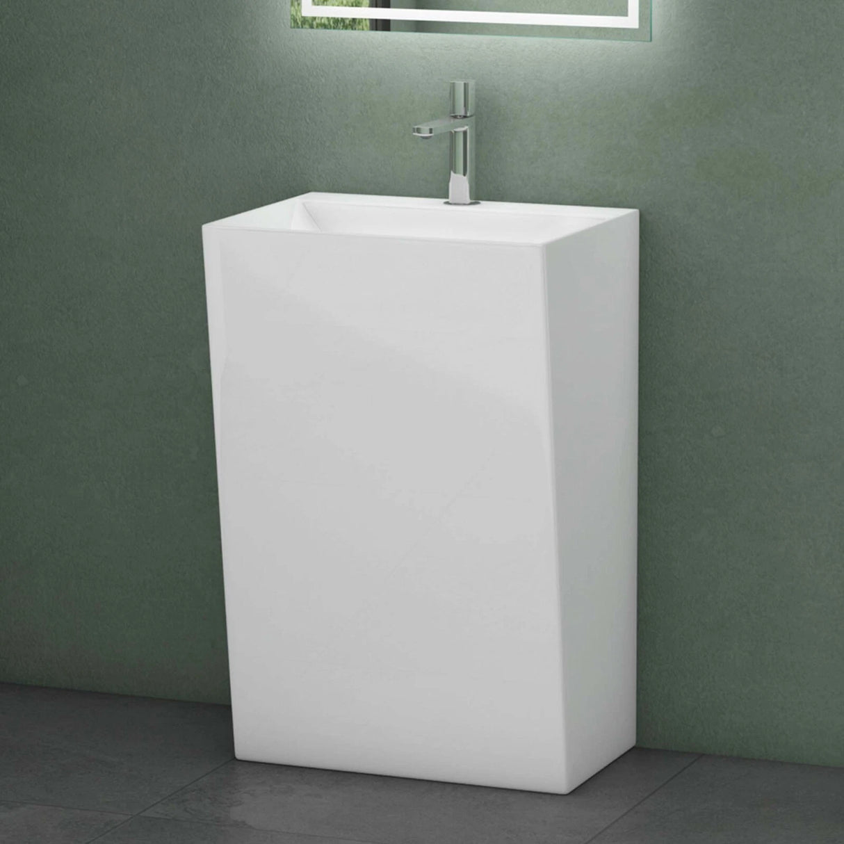 glasvilla Design Standwaschbecken freistehend Col40 weiß, aus Mineralguss, Waschtisch, BTH: 55x42x85cm