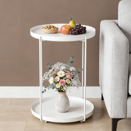 Table basse glasvilla, petite table basse avec plateau amovible en plastique PP, table d'appoint pour salon, chambre et balcon, Reglo-08