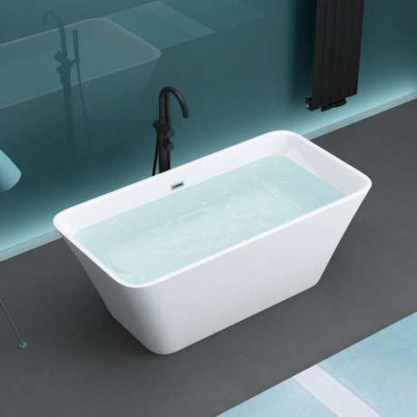 Baignoire îlot ovale en acrylique Glasvilla avec bonde escamotable, blanche, 170 x 75 x 58 cm, Vicenza519