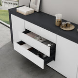 Buffet de rangement Glasvilla LTH : 167x36x70 cm avec 2 armoires et 4 tiroirs commode armoire polyvalente meuble cabinet03