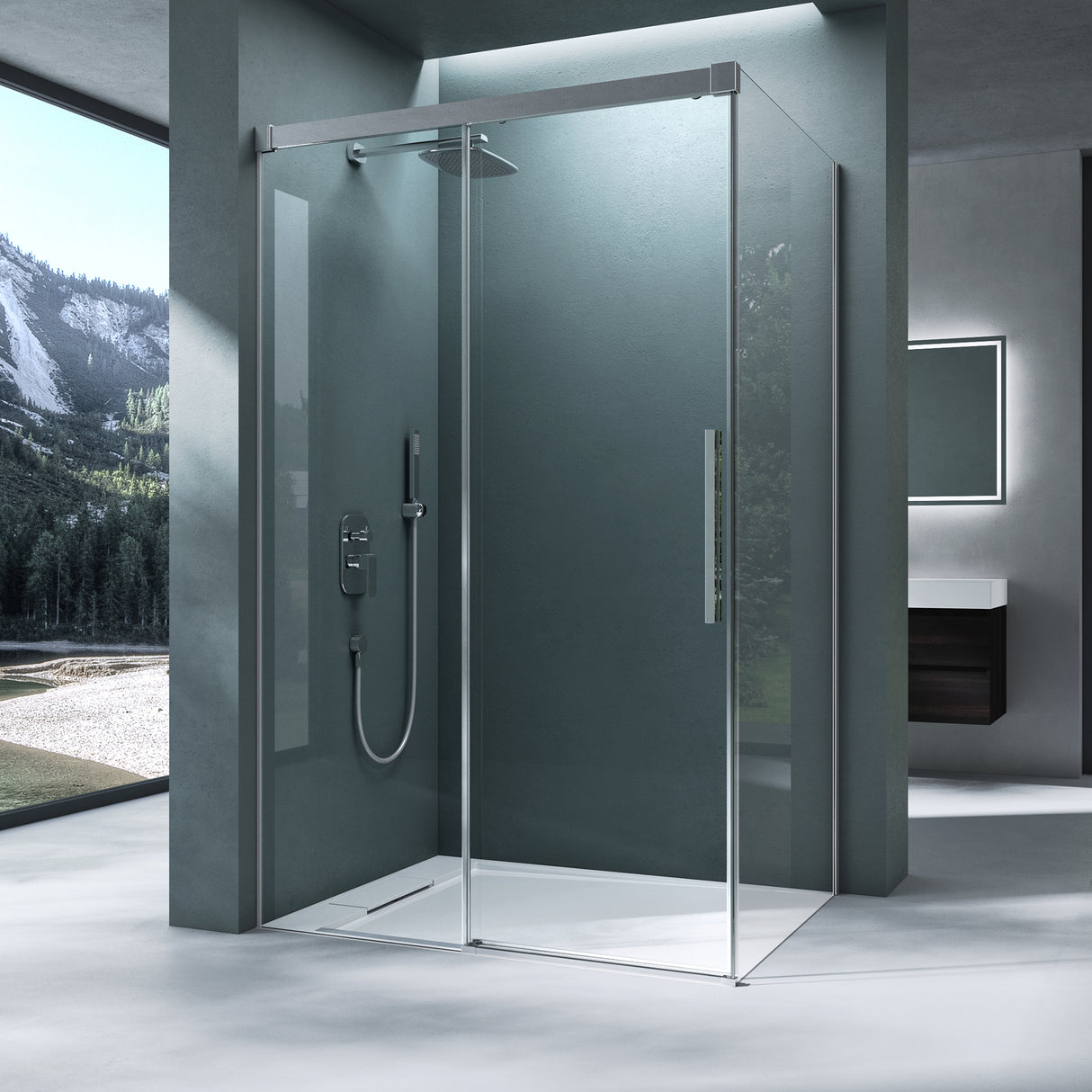 glasvilla Duschkabine Schiebetür 6mm ESG-Sicherheitsglas Duschabtrennung Seitenanstieg inkl. Soft-Close-Mechanismus Ravenna12K