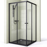 glasvilla Duschkabine con puerta corredera doble puerta de ducha entrada de esquina vidrio real efecto loto 6mm vidrio de seguridad ESG Ravenna16K negro