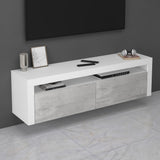 Meuble TV glasvilla Meuble TV bas meuble mural 2 portes avec fermeture amortie Table TV pour salon LTH: 160x40x46 cm Fernsehschrank01