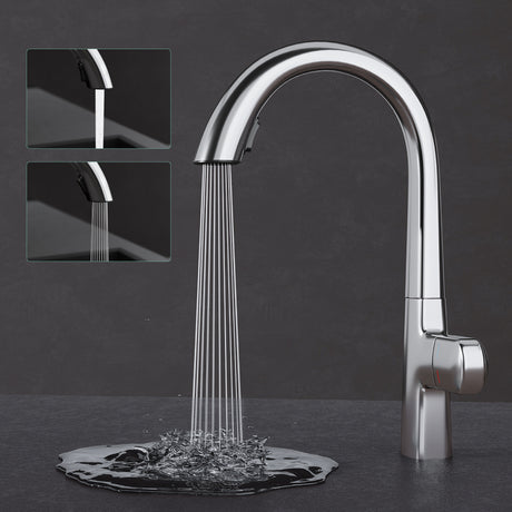 glasvilla Robinet de cuisine, mitigeur de cuisine, mélangeur avec levier unique, pivotant à 360°, robinet de cuisine en laiton MS-8095
