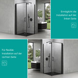 Cabine de douche Glasvilla avec mécanisme de levage et d'abaissement Rav36-Plus, verre de sécurité ESG noir de 8 mm, revêtement nano